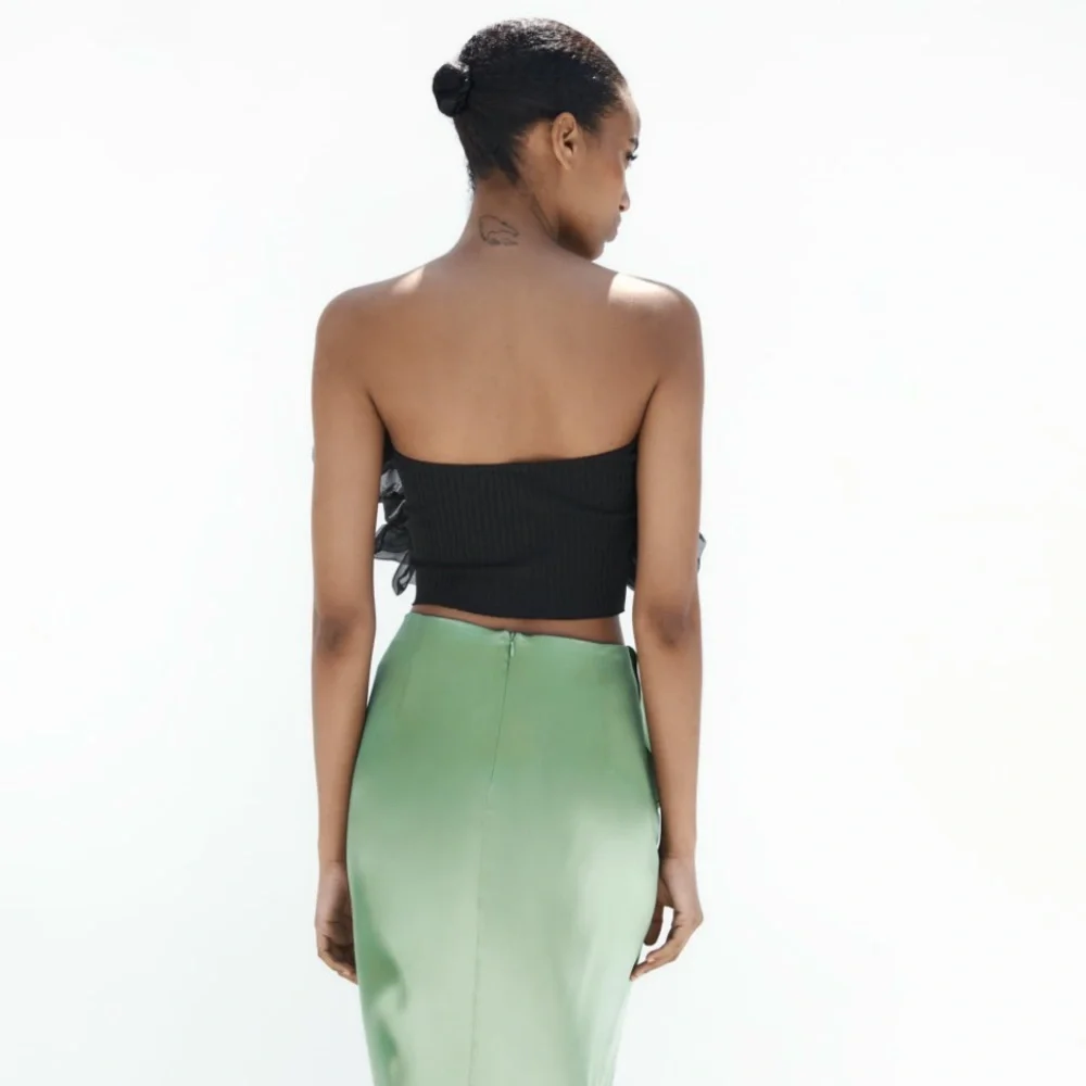 Zara Black Ruffled Off-Shoulder Top - Picture 3 of 5